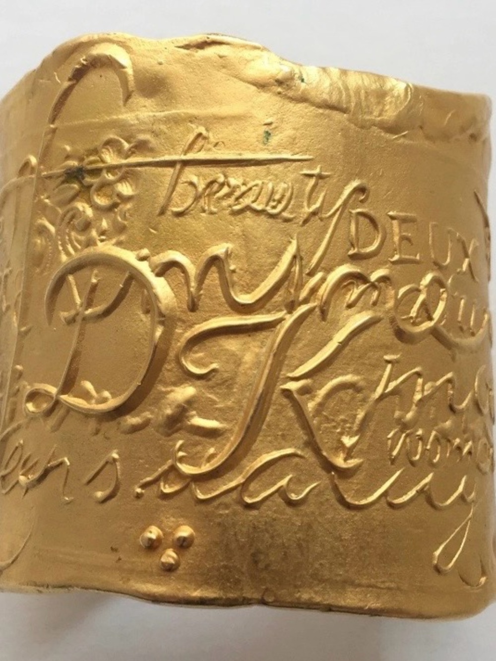 Rare RLM for Donna Karan Brushed Gold Wide Signature Cuff Sz S